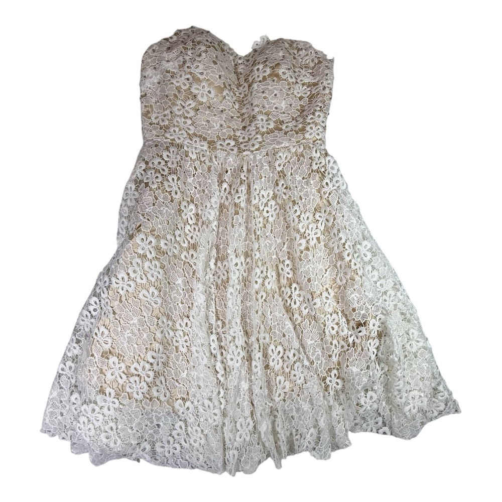 Strapless Lace Mini Dress Off White Size 2